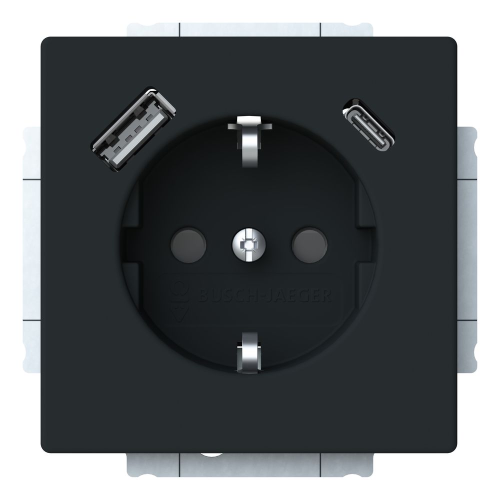 Busch Jäger SCHUKO USB-A+C 20 EUCB2USBAC-885 Steckdose mit 1x USB-A und 1x USB-C... BJ-2CKA002011A6312 4011395329399 (Abb. 1)