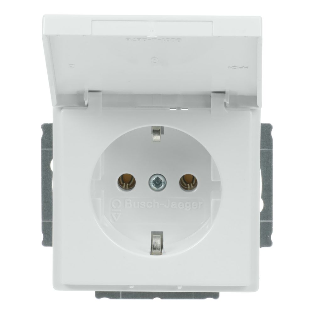 Busch Jäger carat Schuko Kombi 20EUK-84 Klappdeckel davos/studioweiss... BJ-2CKA002018A1467 4011395996270 (Abb. 1)
