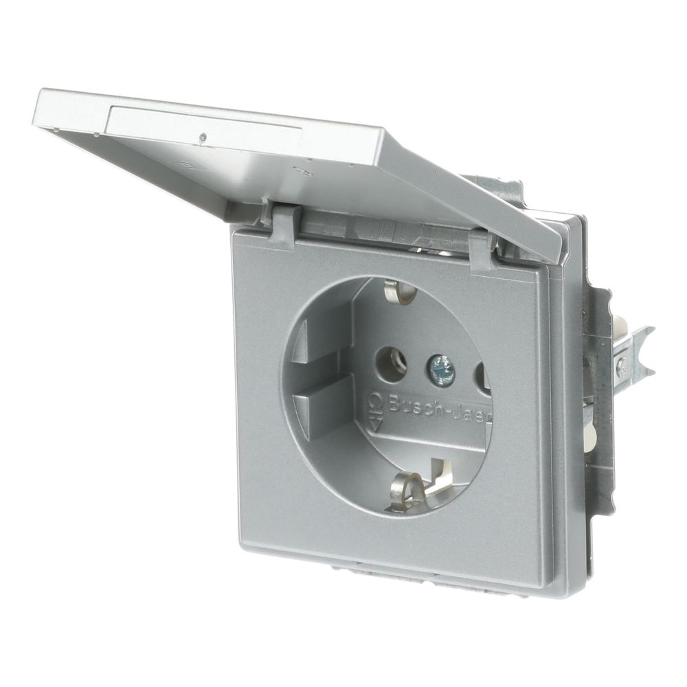 Busch Jäger future linear Schuko Kombi 20EUK-83 mit Klappdeckel Alusilber... BJ-2CKA002018A1487 4011395074961 (Abb. 2)