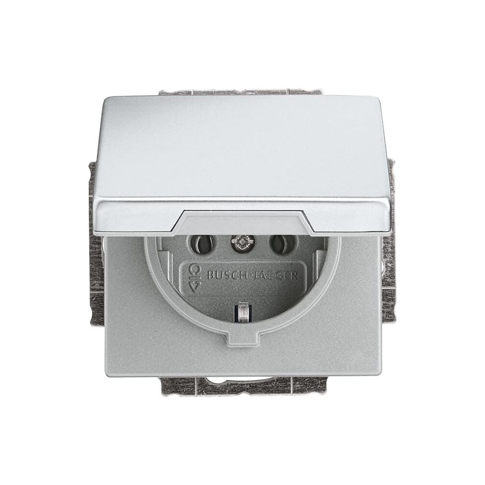 Busch Jäger pur edelstahl Schuko Kombi 20EUK-866 mit Klappdeckel Edelstahl... BJ-2CKA002018A1490 4011395087541 (Abb. 1)