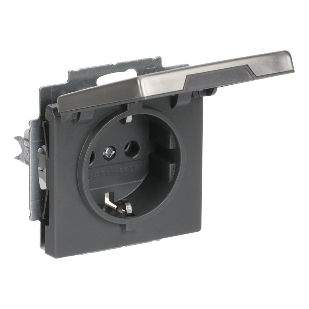 Busch Jäger pur edelstahl Schuko Kombi 20EUK-866 mit Klappdeckel Edelstahl... BJ-2CKA002018A1490 4011395087541 (Abb. 3)