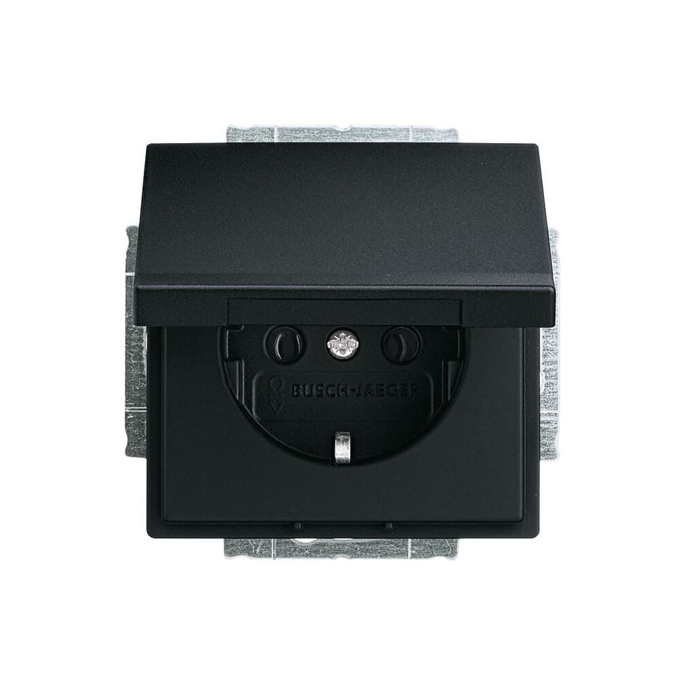 Busch Jäger future linear SCHUKO 20 EUK-885 Steckdose Klappdeckel schwarz matt... BJ-2CKA002018A1495 4011395130056 (Abb. 1)