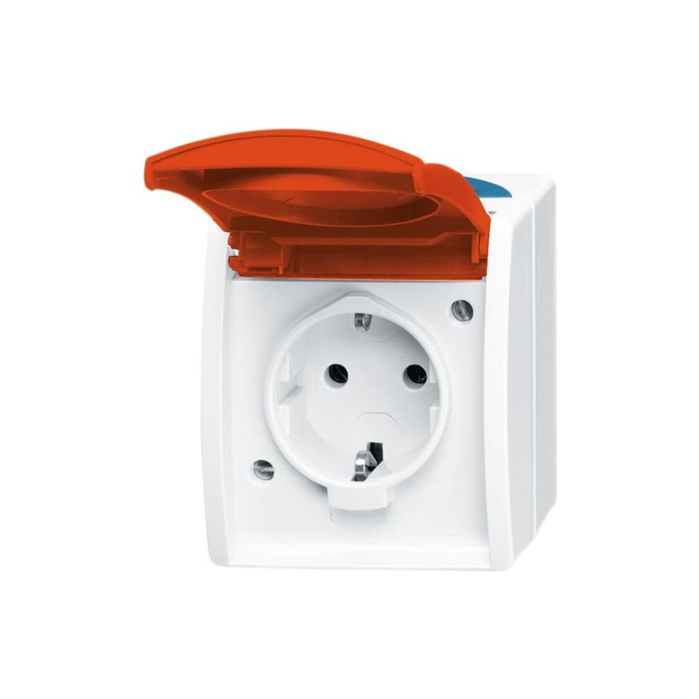 Busch Jäger APWG ocean Schuko 20EW/DVN-53 Steckdose EDV grau/blaugrün mit rotem Kla... BJ-2CKA002083A0825 4011395993231 (Abb. 1)