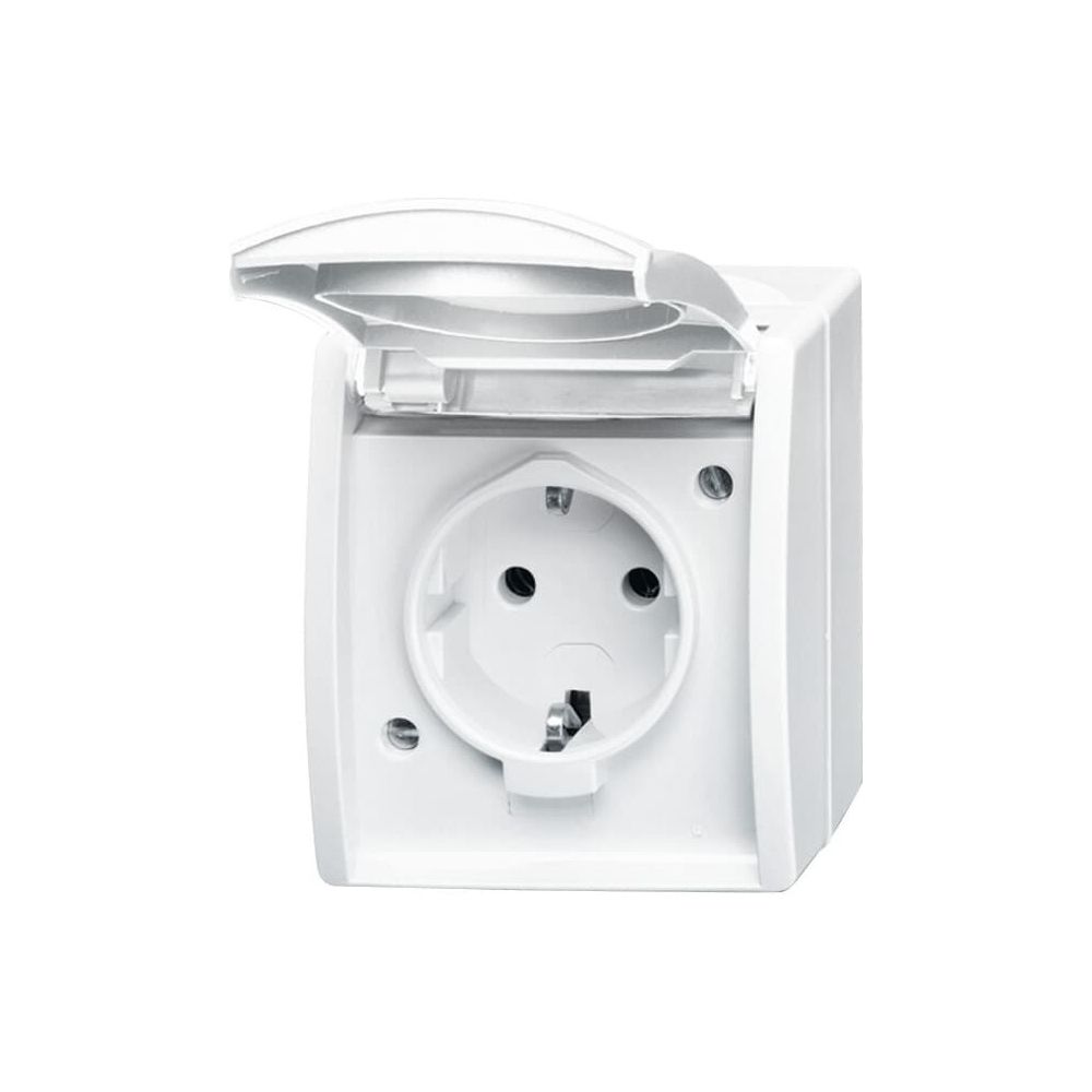 Busch Jäger APWG ocean Schuko Steckdose 20EWN-54 alpinweiß IP44 16A 250V... BJ-2CKA002083A0831 4011395079614 (Abb. 1)