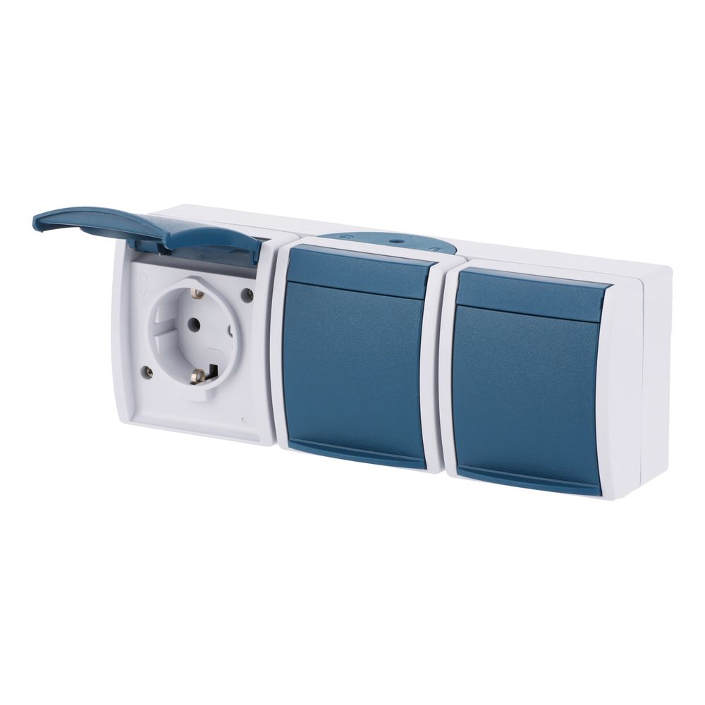 Busch Jäger APWG ocean Schuko 2300/3EW-53 3fach waagerecht grau blaugrün IP 44... BJ-2CKA002084A0698 4011395993293 (Abb. 2)