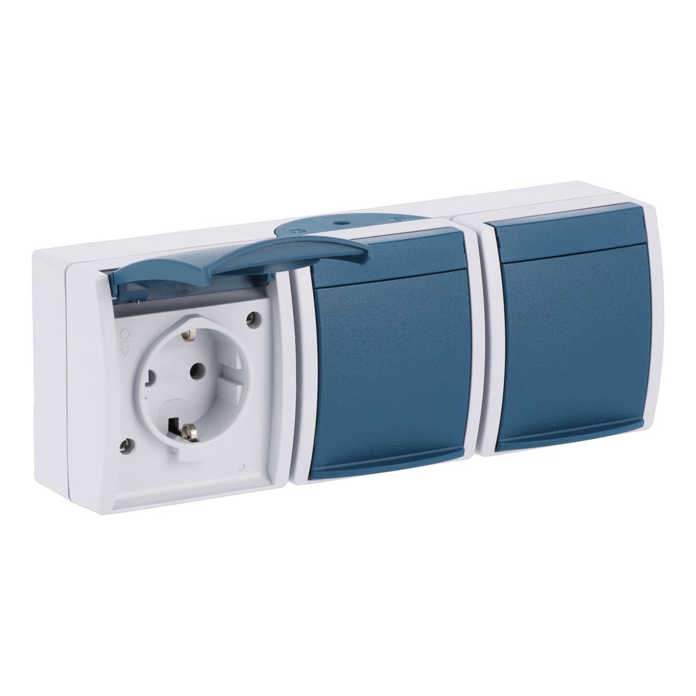 Busch Jäger APWG ocean Schuko 2300/3EW-53 3fach waagerecht grau blaugrün IP 44... BJ-2CKA002084A0698 4011395993293 (Abb. 3)
