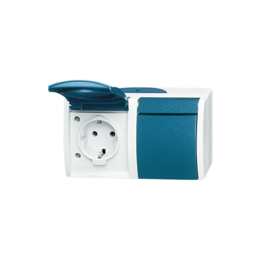 Busch Jäger APWG ocean AP Schuko 20/2EW-53 2fach waagerecht grau/blaugrün IP 44... BJ-2CKA002084A0699 4011395993316 (Abb. 1)