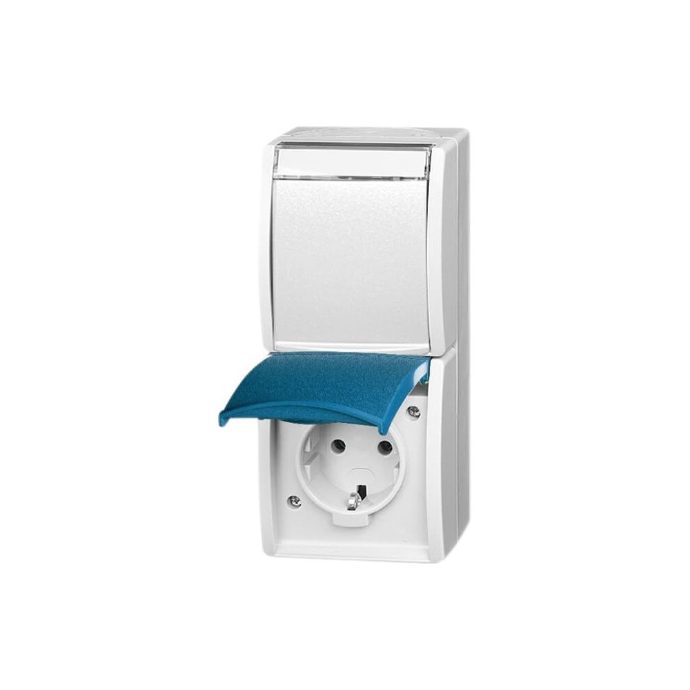 Busch Jäger APWG ocean Schuko 2fach 20-02EWN-53 Doppelsteckdose senk IP 44 grau/bla... BJ-2CKA002084A0702 4011395993361 (Abb. 1)