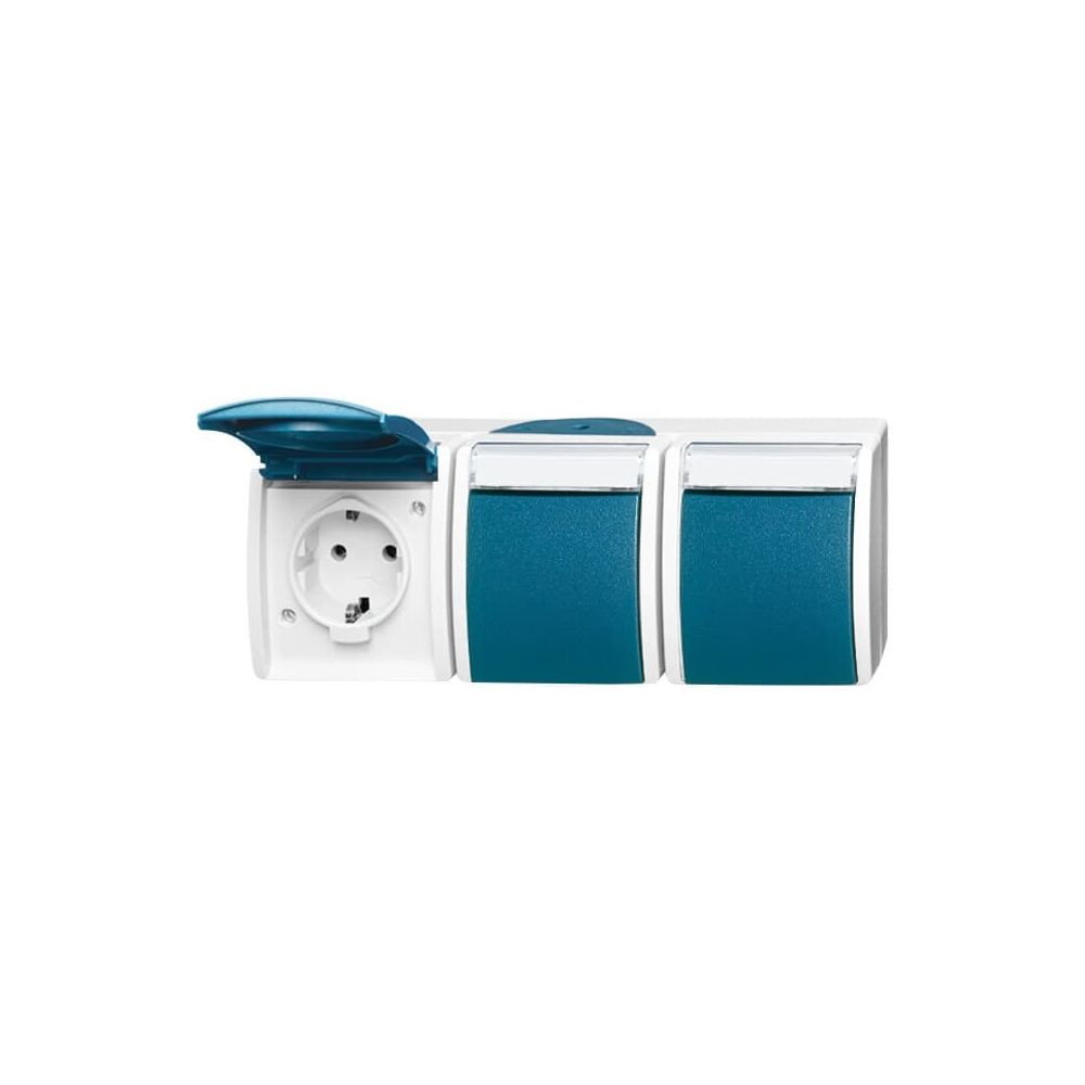 Busch Jäger Dreifachsteckdose APWG ocean 2300/3EWN-53 grau/blaugrün IP 44... BJ-2CKA002084A0704 4011395993408 (Abb. 1)