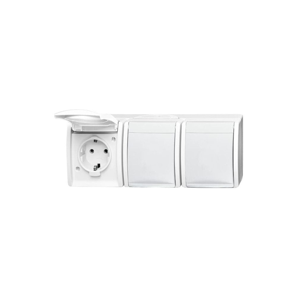 Busch Jäger Dreifachsteckdose 2300/3EW-54 waagerecht alpinweiß 16 A IP 44... BJ-2CKA002084A0712 4011395079669 (Abb. 1)