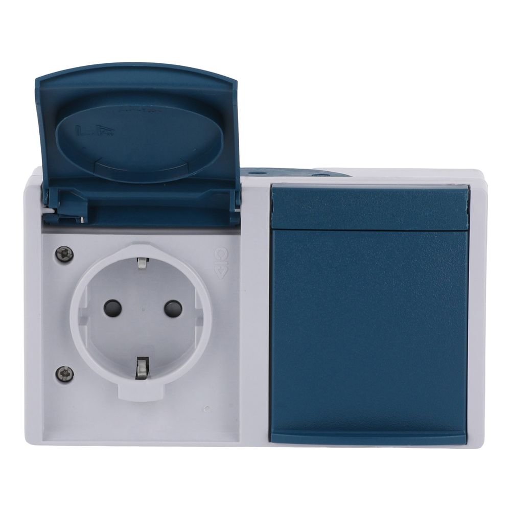 Busch Jäger Ocean Steckdose 2fach 20/2 EBW-53 grau/blaugrün mit erhöhtem Berührungs... BJ-2CKA002084A0720 4011395114964 (Abb. 1)