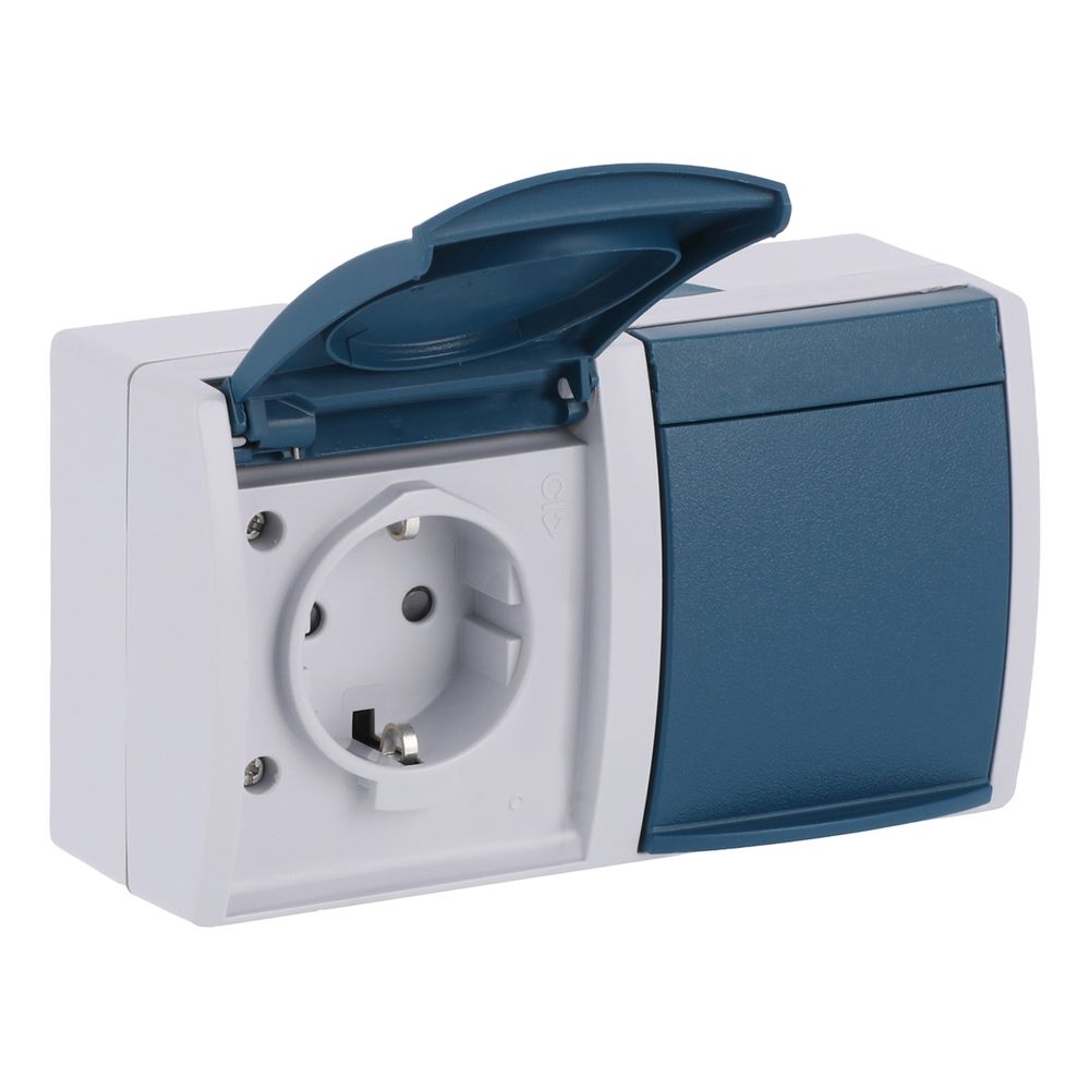 Busch Jäger Ocean Steckdose 2fach 20/2 EBW-53 grau/blaugrün mit erhöhtem Berührungs... BJ-2CKA002084A0720 4011395114964 (Abb. 3)