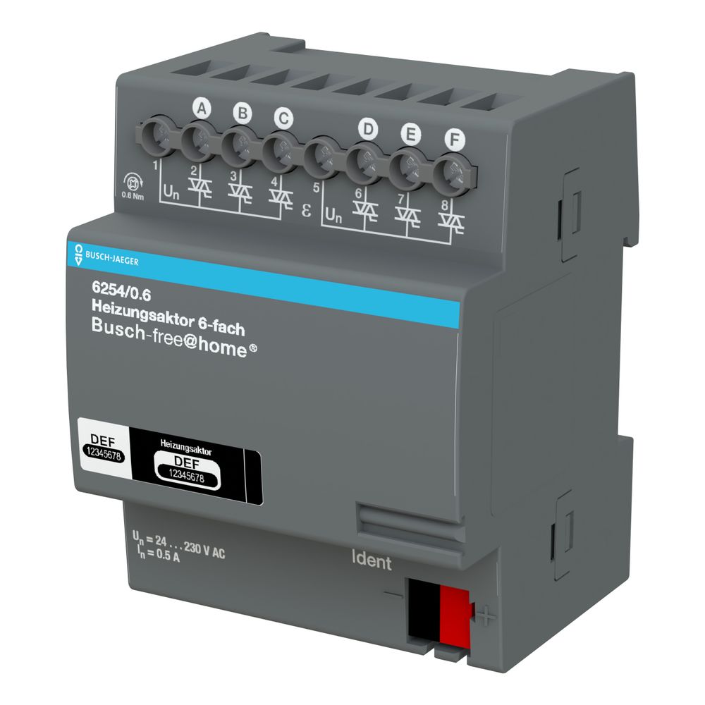 Busch Jäger Heizungsaktor 6-fach REG 6254/0.6 Busch-free@home... BJ-2CKA006220A0025 4011395180419 (Abb. 2)