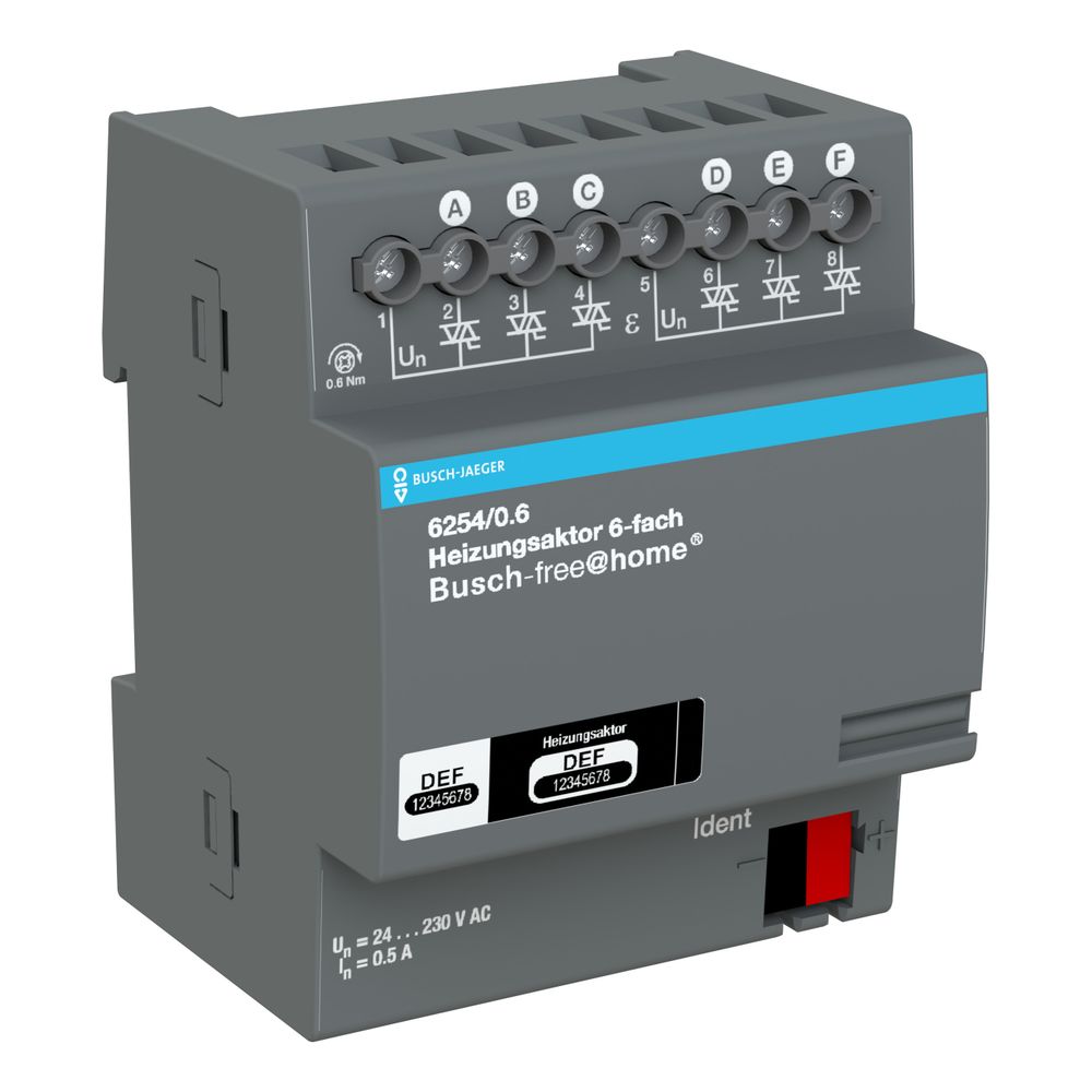 Busch Jäger Heizungsaktor 6-fach REG 6254/0.6 Busch-free@home... BJ-2CKA006220A0025 4011395180419 (Abb. 3)