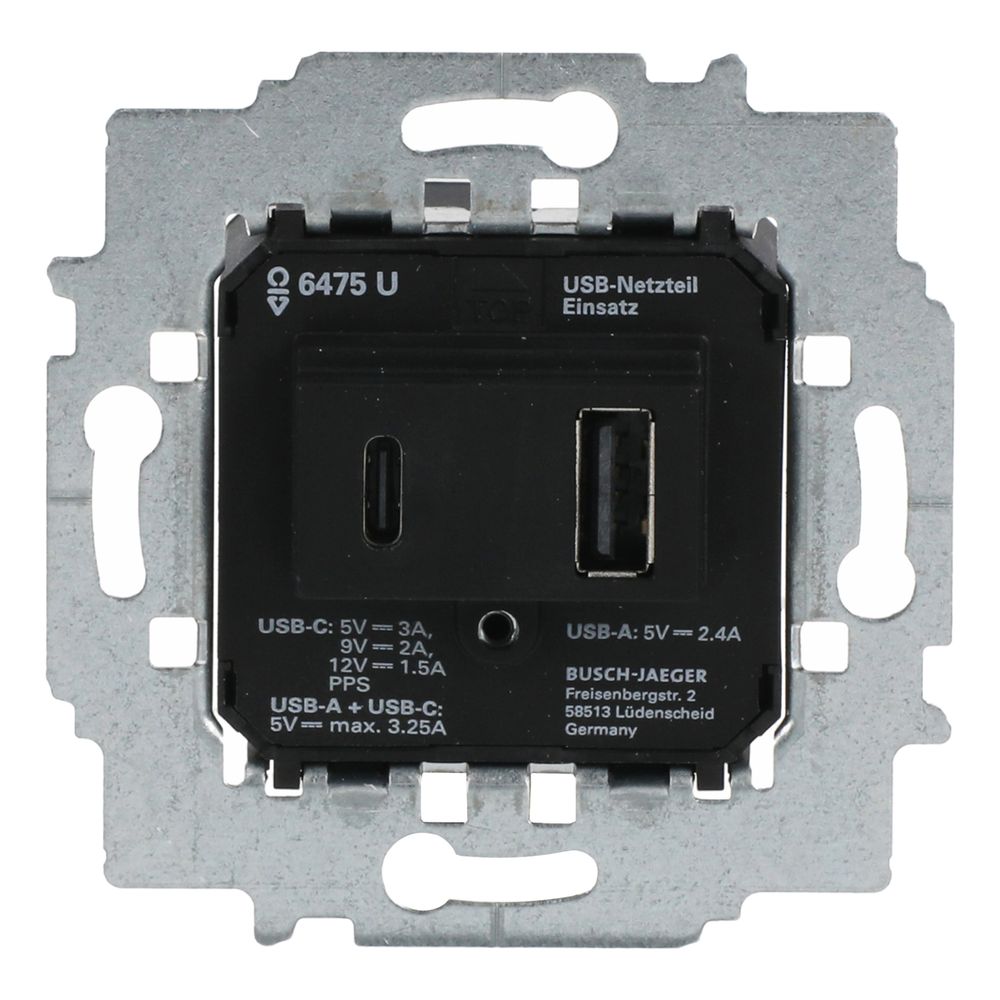 Busch Jäger Netzteil-Einsatz USB A+C 6475 U... BJ-2CKA006400A0398 4011395303450 (Abb. 1)