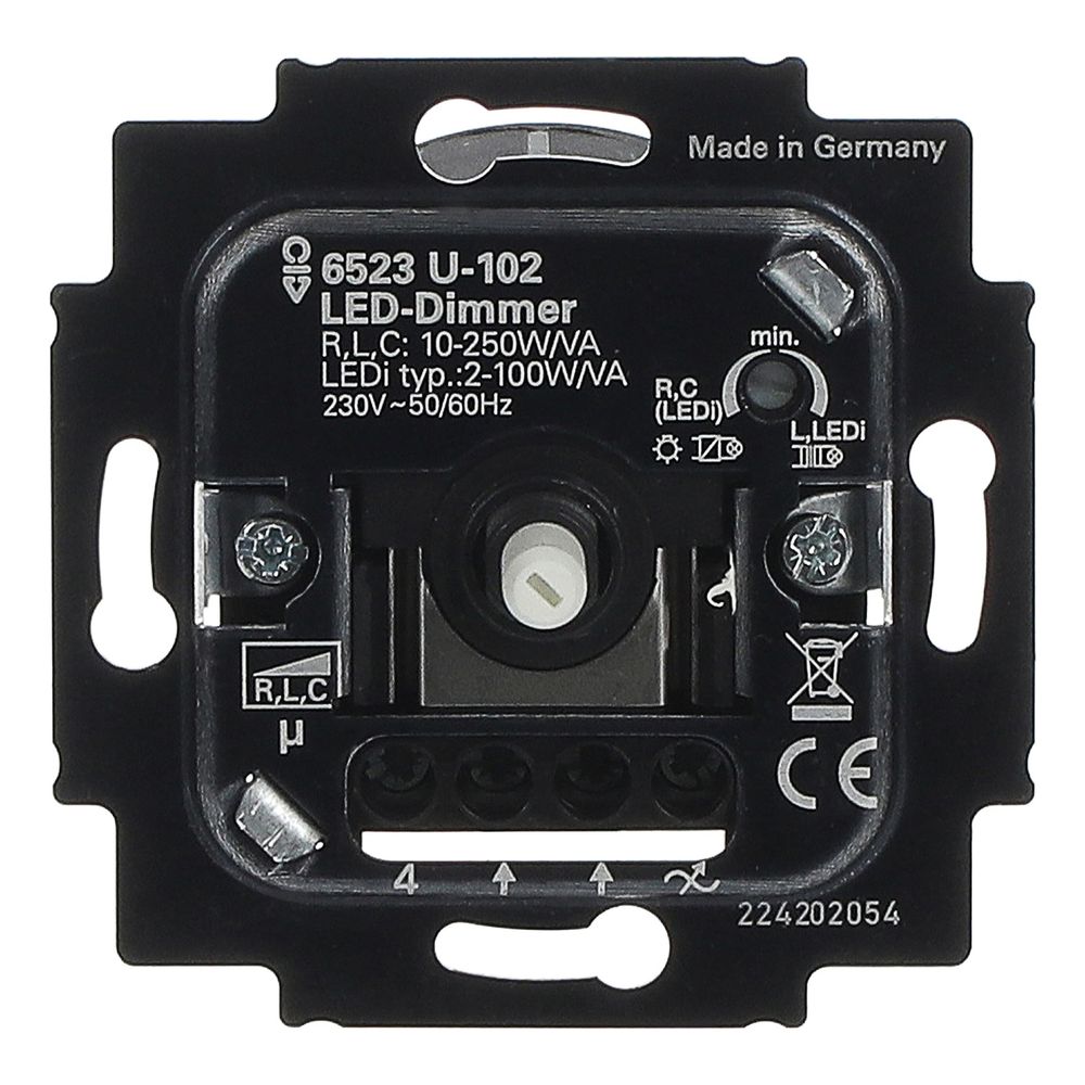 Busch Jäger Busch-Dimmer Einsatz UP 6523 U-102 LED universal Drehdimmer 2-100 Watt... BJ-2CKA006512A0334 4011395212677 (Abb. 1)
