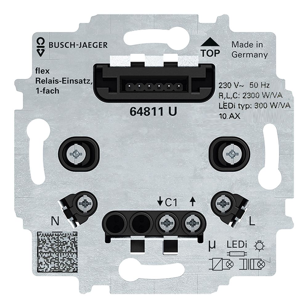Busch Jäger Relais-Einsatz flex 64811 U 3-Leiter-Anschlusstechnik... BJ-2CKA006800A3041 4011395295366 (Abb. 1)