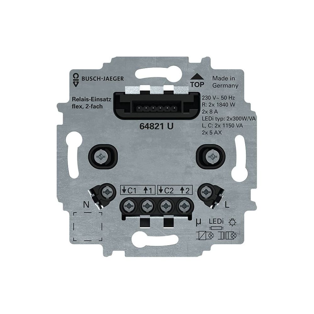 Busch Jäger Serienrelais-Einsatz flex 64821 U 3-Leiter-Anschlusstechnik... BJ-2CKA006800A3044 4011395295373 (Abb. 1)