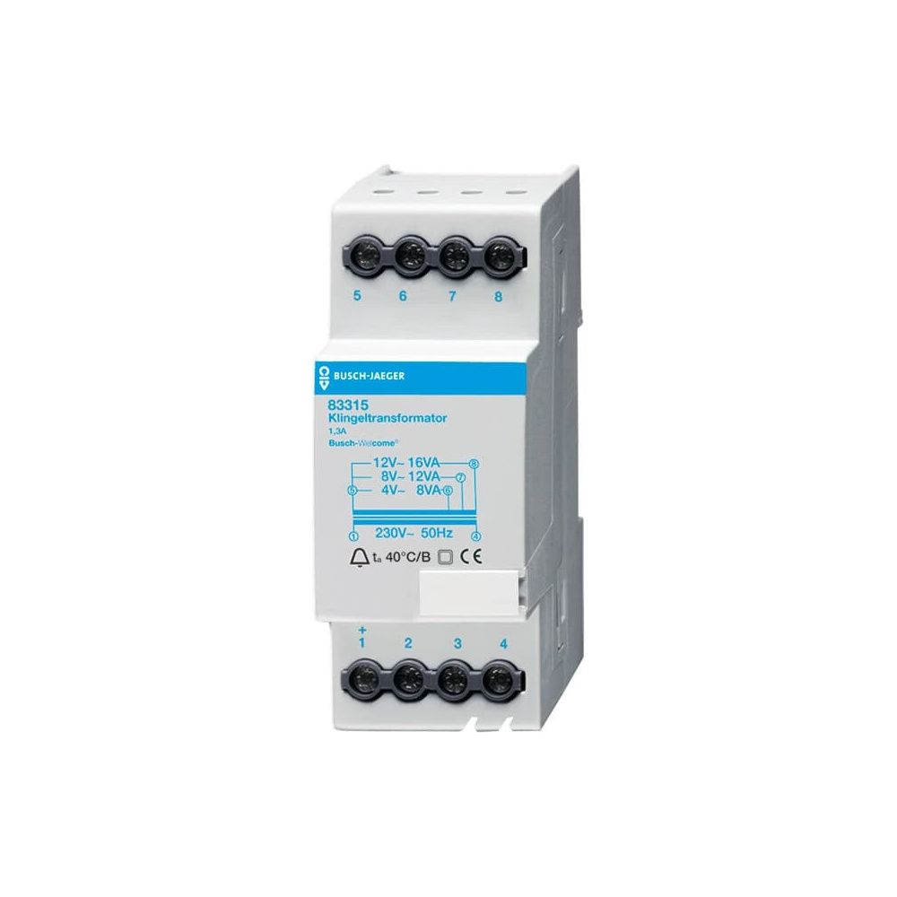 Busch Jäger Klingeltrafo 12V 1,3A REG 83315 Spannungsversorgung für elektrischen Tü... BJ-2CKA008300A0045 4011395152577 (Abb. 1)