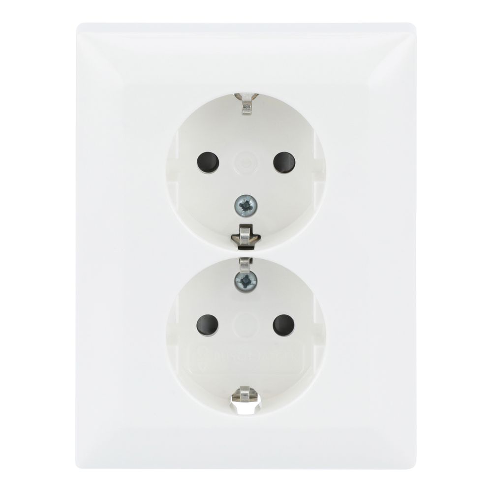Busch Jäger SCHUKO Doppelsteckdose 202 EUJB-914 Komplettabdeckung Safety+ alpinweiß... BJ-2TKA00003911 6438199005560 (Abb. 1)