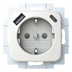 Busch Jäger SCHUKO USB-A+C 20 EUCB2USBAC-214 Steckdose mit 1x USB-A und 1x USB-C... BJ-2CKA002011A6296 4011395329139 (Abb. 1)