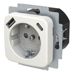 Busch Jäger SCHUKO USB-A+C 20 EUCB2USBAC-214 Steckdose mit 1x USB-A und 1x USB-C... BJ-2CKA002011A6296 4011395329139 (Abb. 1)