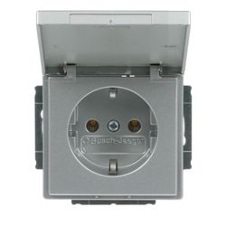 Busch Jäger future linear Schuko Kombi 20EUK-83 mit Klappdeckel Alusilber... BJ-2CKA002018A1487 4011395074961 (Abb. 1)