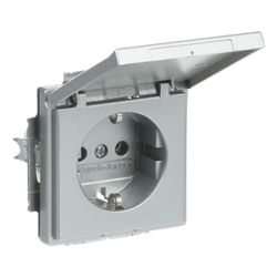 Busch Jäger future linear Schuko Kombi 20EUK-83 mit Klappdeckel Alusilber... BJ-2CKA002018A1487 4011395074961 (Abb. 1)