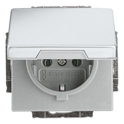 Busch Jäger pur edelstahl Schuko Kombi 20EUK-866 mit Klappdeckel Edelstahl... BJ-2CKA002018A1490 4011395087541 (Abb. 1)