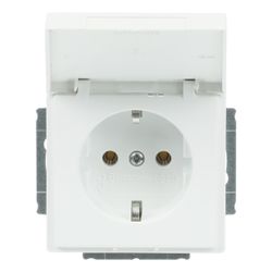 Busch Jäger SCHUKO Steckdose 20 EUK-884 Klappdeckel mit Steckanschluss studioweiß m... BJ-2CKA002018A1494 4011395129937 (Abb. 1)