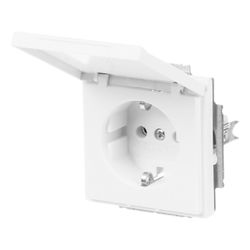 Busch Jäger SCHUKO Steckdose 20 EUK-884 Klappdeckel mit Steckanschluss studioweiß m... BJ-2CKA002018A1494 4011395129937 (Abb. 1)