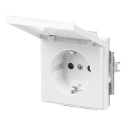 Busch Jäger SCHUKO Steckdosen-Einsatz 20 EUKB-84 studioweiß mit Klappdeckel... BJ-2CKA002018A1520 4011395229217 (Abb. 1)