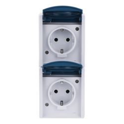 Busch Jäger APWG ocean AP Schuko 20-02EW-53 Doppelsteckdose senkrecht grau/blaugrün... BJ-2CKA002084A0701 4011395993347 (Abb. 1)
