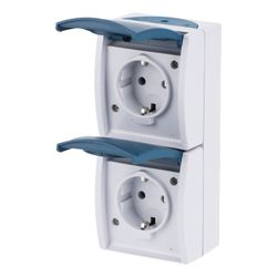 Busch Jäger APWG ocean AP Schuko 20-02EW-53 Doppelsteckdose senkrecht grau/blaugrün... BJ-2CKA002084A0701 4011395993347 (Abb. 1)