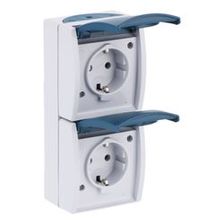 Busch Jäger APWG ocean AP Schuko 20-02EW-53 Doppelsteckdose senkrecht grau/blaugrün... BJ-2CKA002084A0701 4011395993347 (Abb. 1)