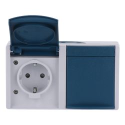 Busch Jäger Ocean Steckdose 2fach 20/2 EBW-53 grau/blaugrün mit erhöhtem Berührungs... BJ-2CKA002084A0720 4011395114964 (Abb. 1)
