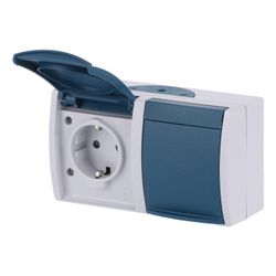 Busch Jäger Ocean Steckdose 2fach 20/2 EBW-53 grau/blaugrün mit erhöhtem Berührungs... BJ-2CKA002084A0720 4011395114964 (Abb. 1)