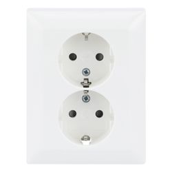 Busch Jäger SCHUKO Doppelsteckdose 202 EUJB-914 Komplettabdeckung Safety+ alpinweiß... BJ-2TKA00003911 6438199005560 (Abb. 1)