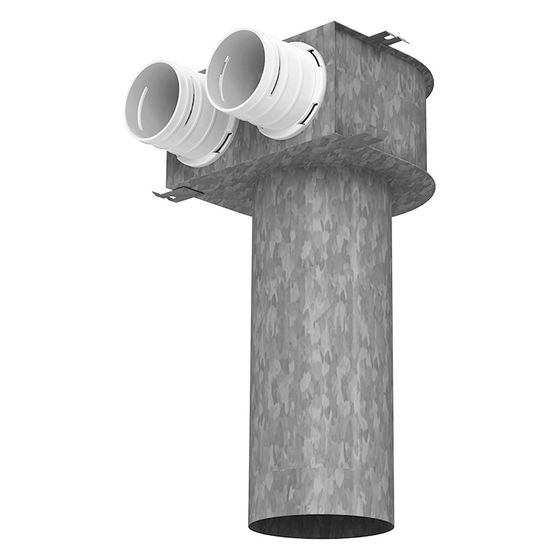 Blauberg Ventiladapter BlauFast RPZ 125/63x2 M, 2 Kanalanschlüsse, Kunststoff