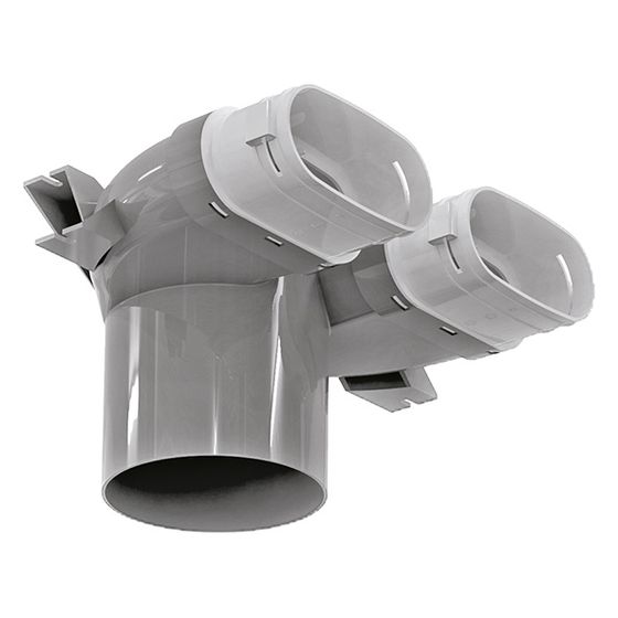 Blauberg Ovaler Adapter BlauFast OPZ 125/52x2, 2 Kanalanschlüsse, Kunststoff