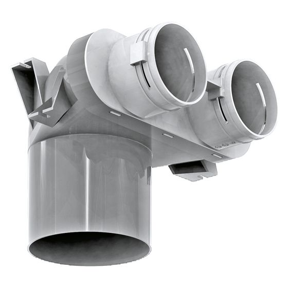 Blauberg Ventiladapter BlauFast RPZ 125/75x2 01, 2 Kanalanschlüsse, Kunststoff