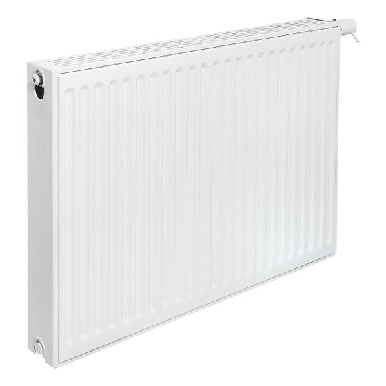 Brötje Ventil-Flachheizkörper MidiProfil Typ 22 500x102x400mm, profilierte Front, Weiß, rechts, 367W bei 70/40/20 Grad C