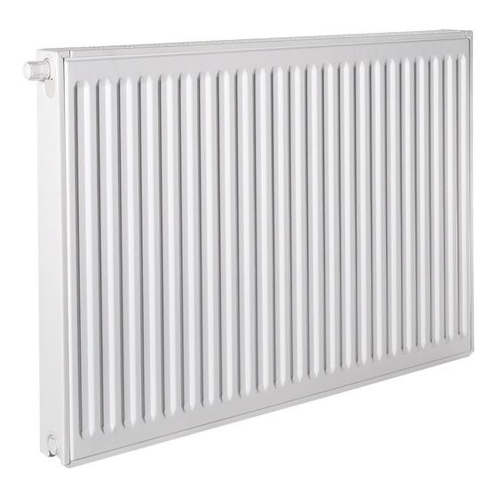 Brötje Ventil-Flachheizkörper EuroProfil Excellent Typ 11 E 500x70x1200mm, profilierte Front, Weiß, links, 606W bei 70/40/20