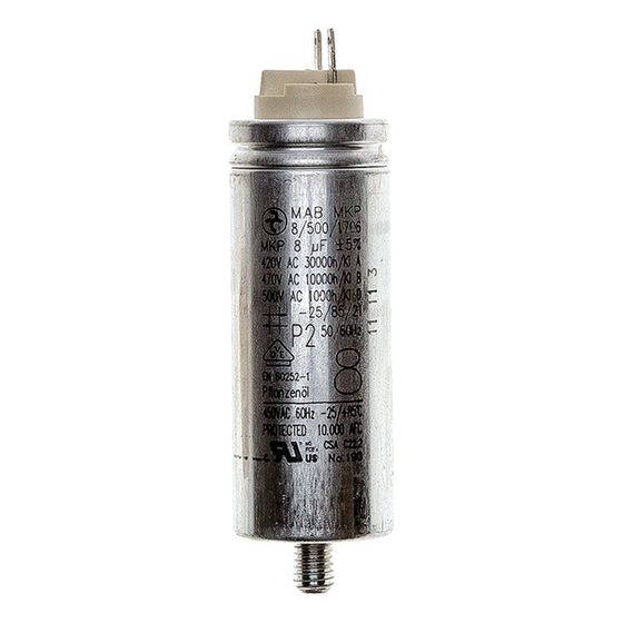 Brötje Motorkondensator 8uF 400V DB, mit Flachstecker, Bolzen M8