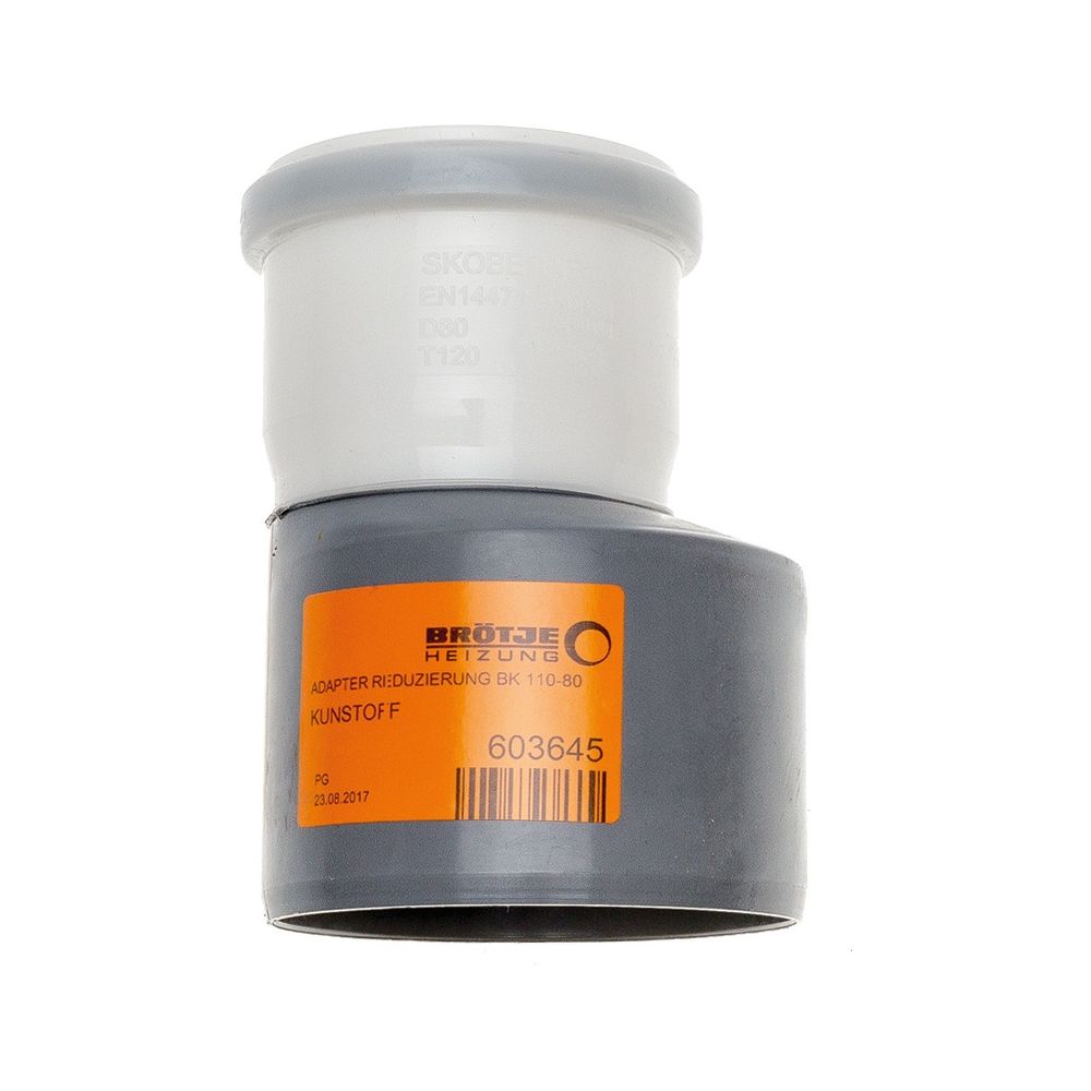 Brötje Adapter Reduzierung BK DN 110 auf DN 80, Kunststoff... BROETJE-603645 4017042603645 (Abb. 1)