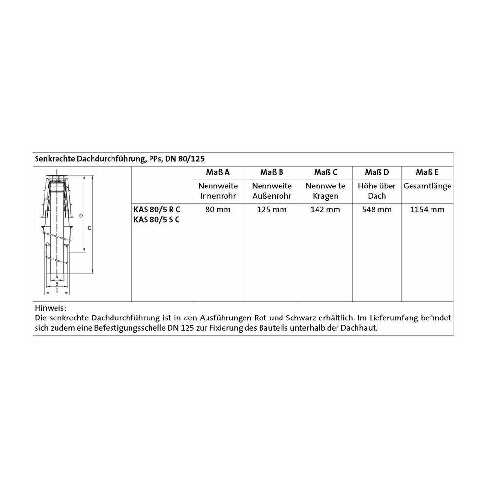 Brötje Abgasleitungs-Set konzentrisch KAS 80/5S C, Dachdurchführung DN 80/125, PPs/Al, ... BROETJE-651790 4017042651790 (Abb. 3)