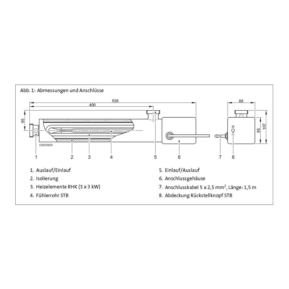 Brötje Elektro-Durchlauferhitzer EH WP 9, 3,6kW oder 9kW, G 1 1/4" zum Einbau in den He... BROETJE-669191 4017042669191 (Abb. 3)