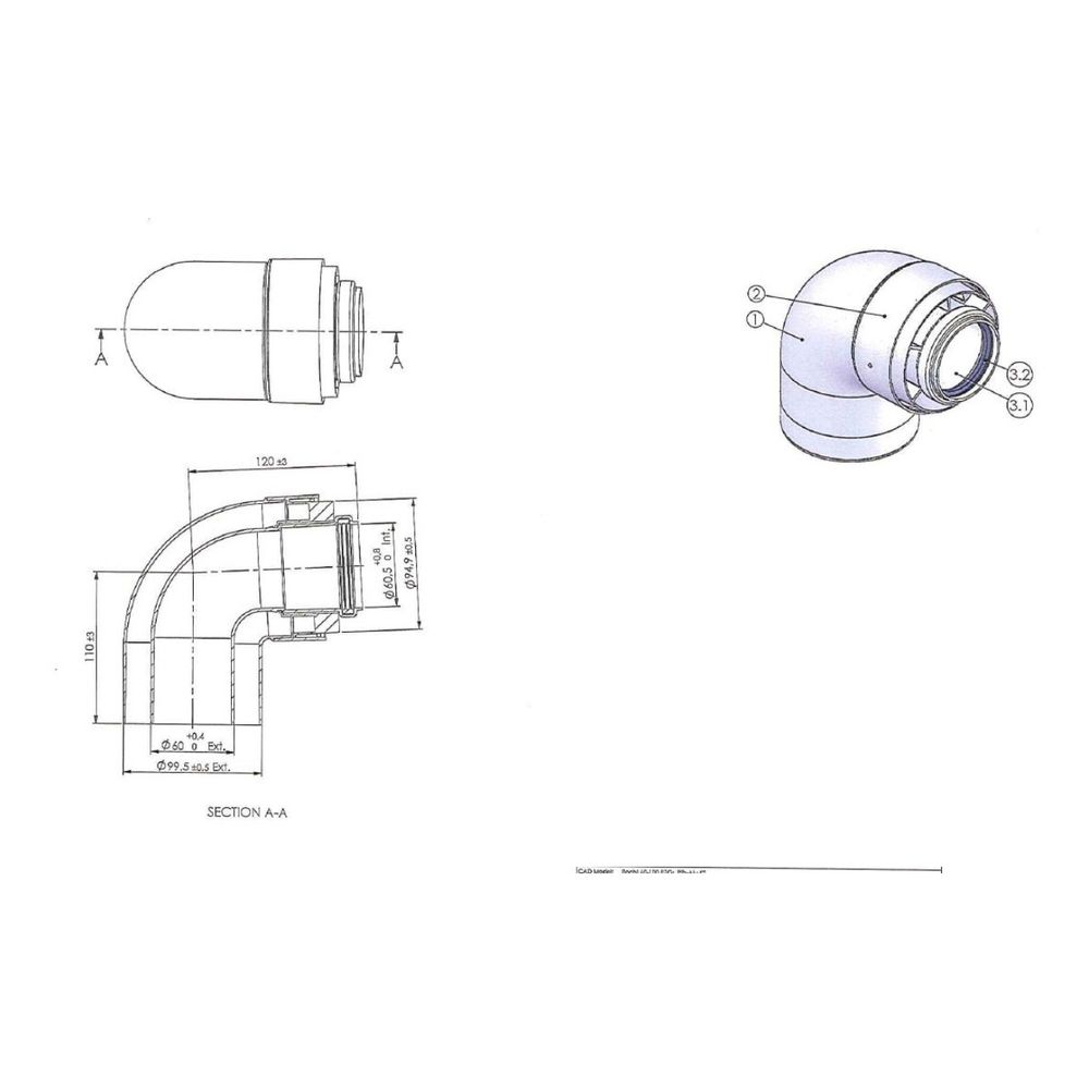 Brötje Bogen 87 Grad konzentrisch K60 KB87, DN 60/100, AL/PPS, Weiß... BROETJE-7308323 4017042107297 (Abb. 2)