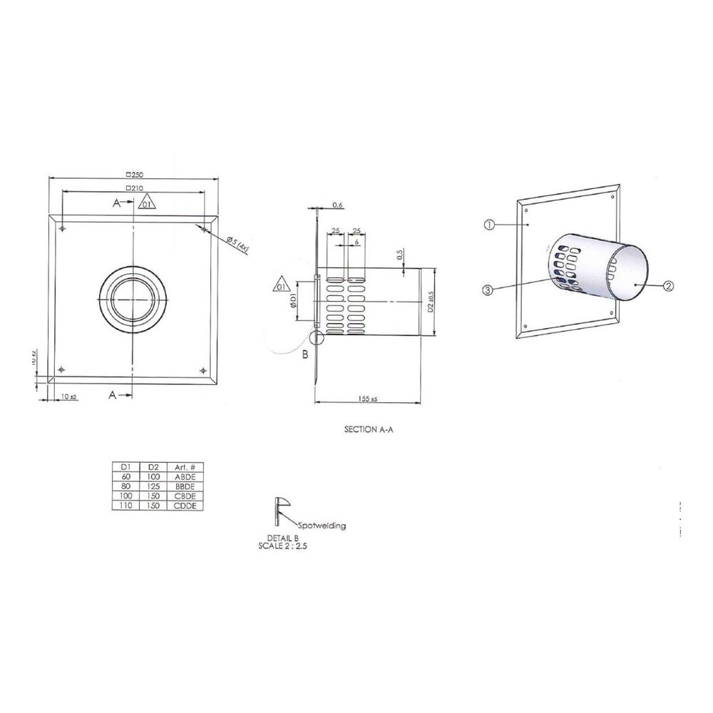 Brötje Luftansaugadapter LAA konzentrisch AL, für DN 100, Farbe Weiß... BROETJE-7308330 4017042107365 (Abb. 2)