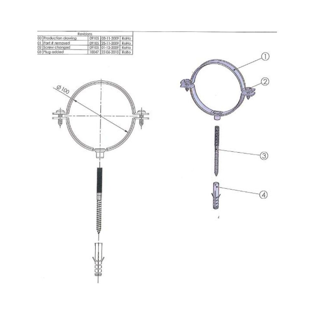 Brötje Rohrschelle RS 100 Metall, M8x100, Weiß... BROETJE-7308350 4017042107396 (Abb. 2)